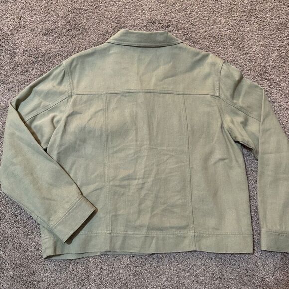 French Laundry L Linen Blazer Jacket Shacket Laganlook Green Lightweight Coastal - Picture 9 of 9